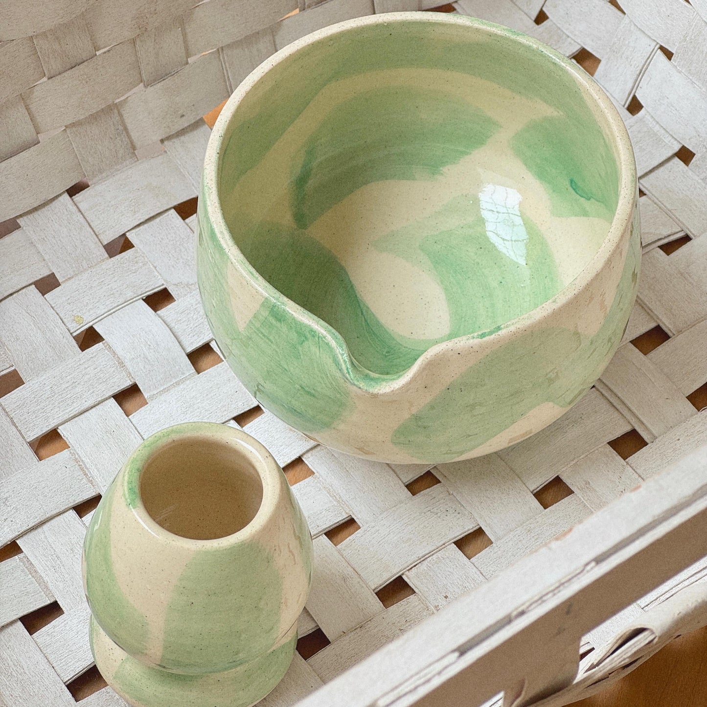 Spring Meadows Chawan and Chasen Holder Set
