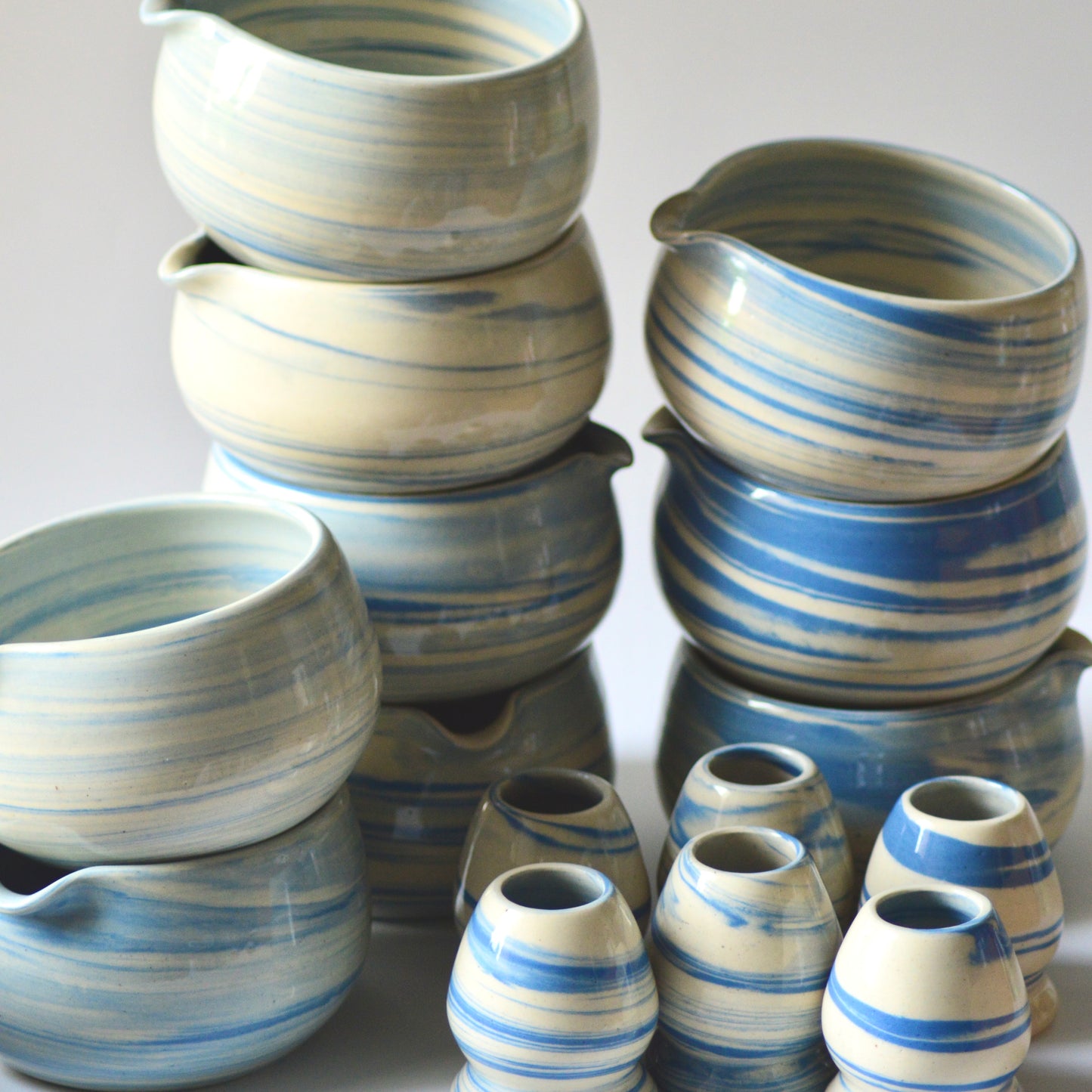 Blue Marble Chawan and Chasen Holder Set