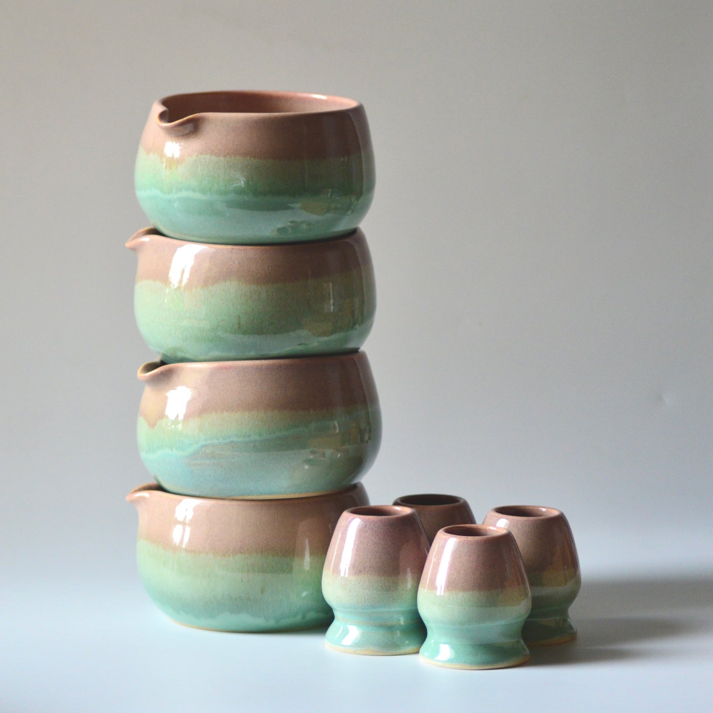Sunset Glow Chawan and Chasen Holder Set