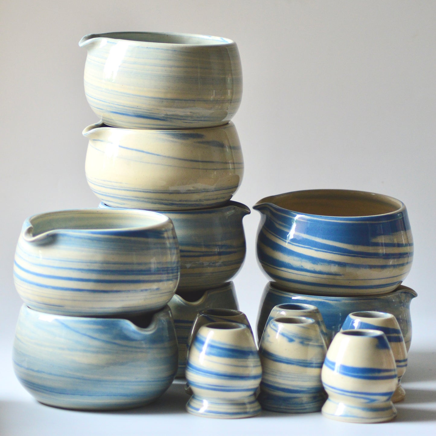 Blue Marble Chawan and Chasen Holder Set