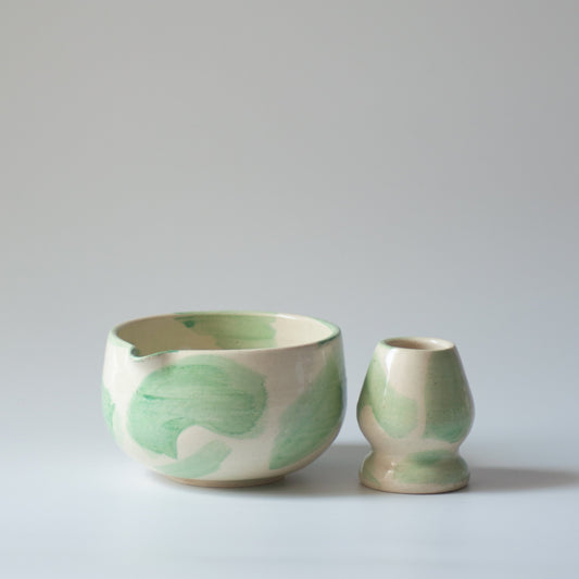 Spring Meadows Chawan and Chasen Holder Set