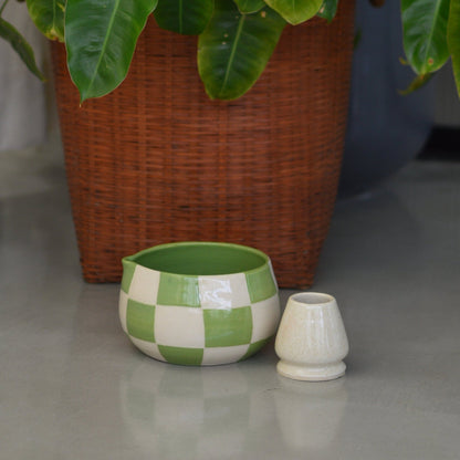 Green Grid Matcha Bowl