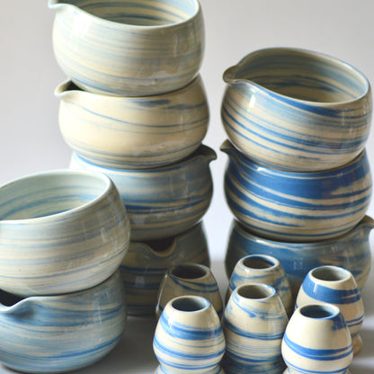 Blue Marble Chawan and Chasen Holder Set