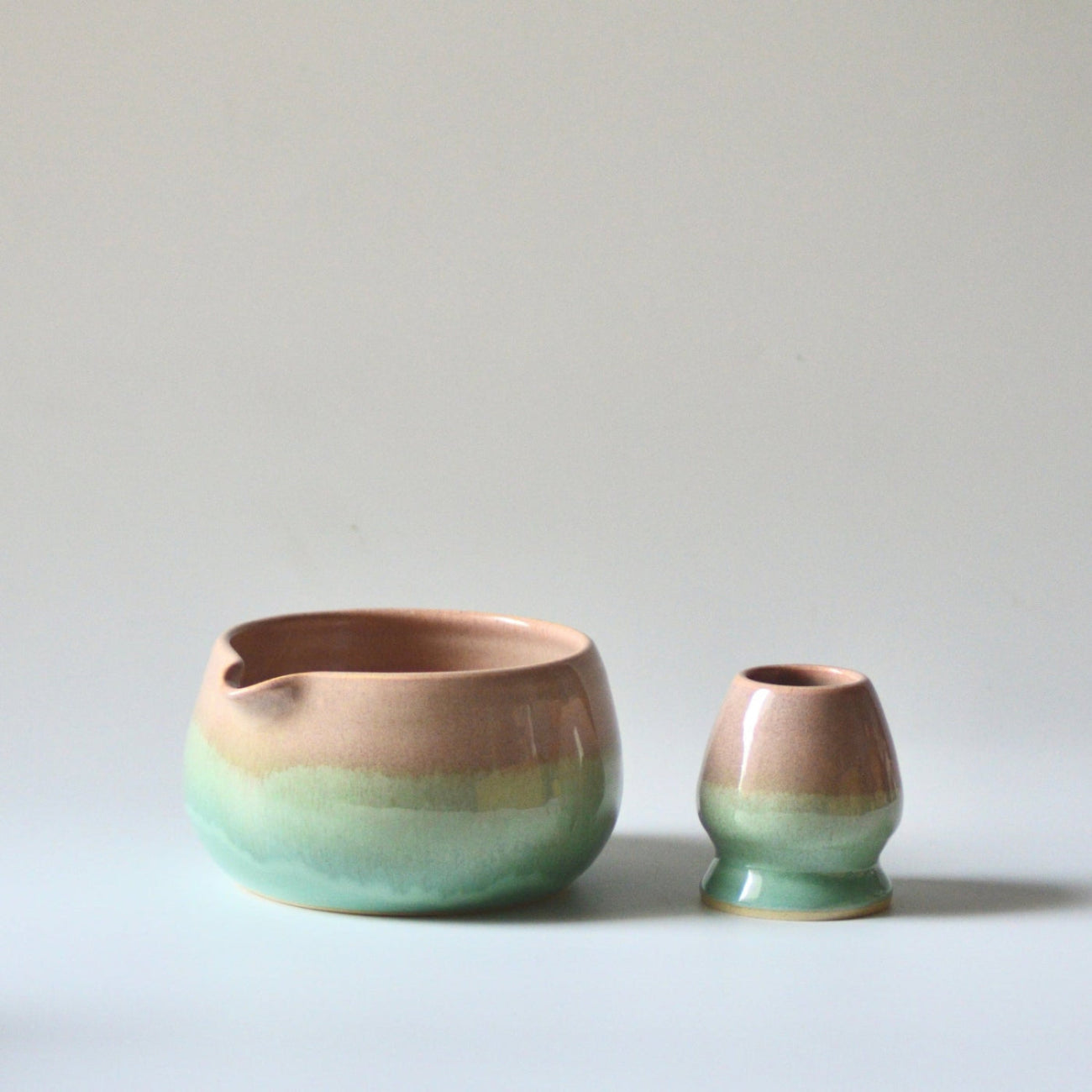 Sunset Glow Chawan and Chasen Holder Set