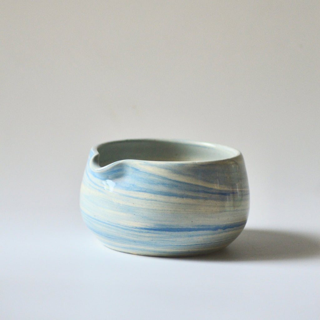 Blue Marble Chawan and Chasen Holder Set