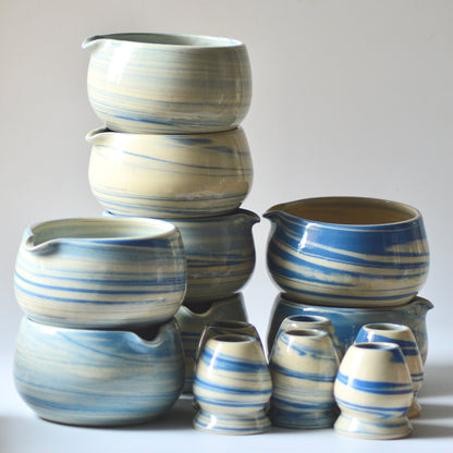 Blue Marble Chawan and Chasen Holder Set