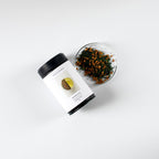 Genmaicha lose leaf green tea along with mezame genmaicha packaging